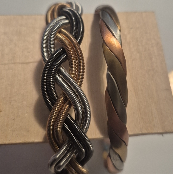 Lot Of 2 Braidethree Tone Bracelets